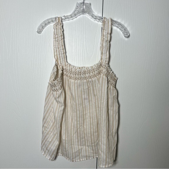 Banana Republic Striped Embroidered Tank Ruffle Straps Top Size L NWT - Picture 5 of 11